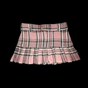 Pink plaid pleated mini skirt  | 100% Cotton | Size 3 / 4